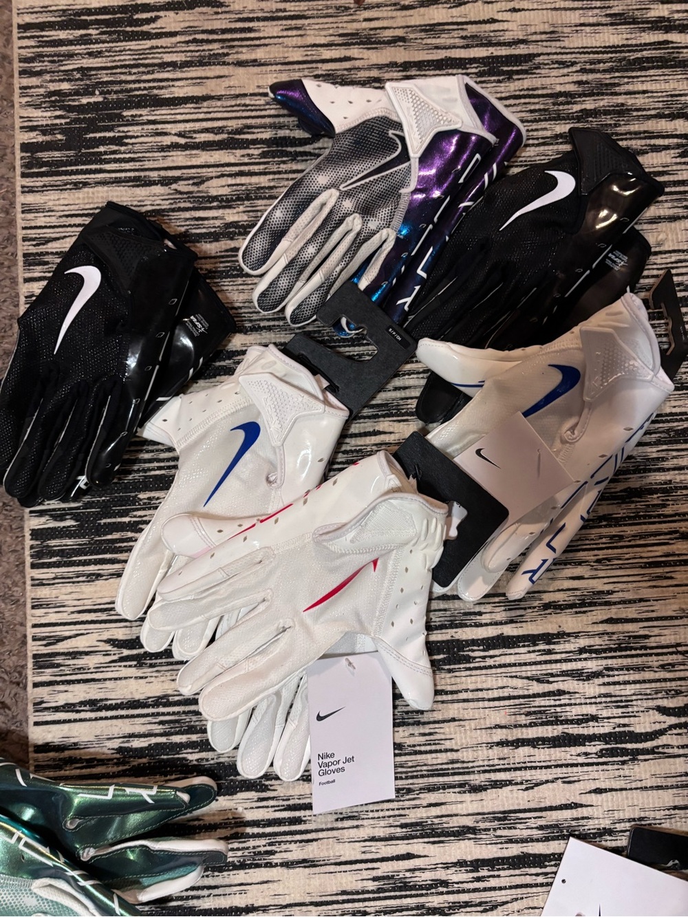 Nike Men's Assorted Football Gloves in Black, White, Blue, Purple
